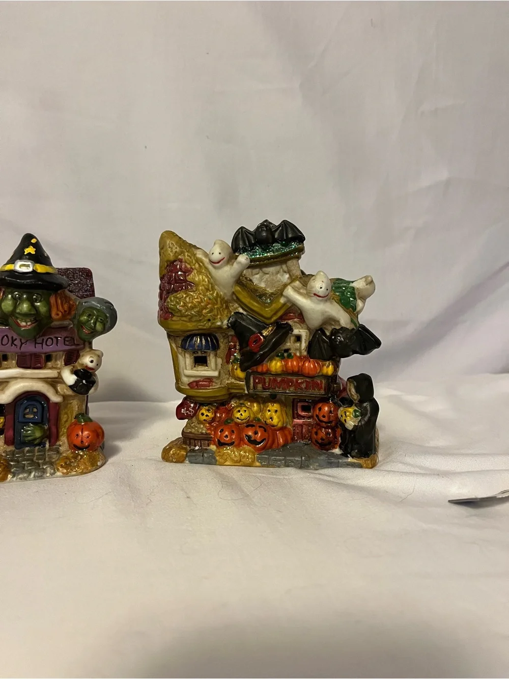 Vintage Halloween Ceramic Miniature Spooky Village Houses - Set of 3